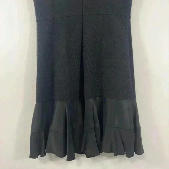 Rebecca Taylor Black Sheath Dress Textured Terry Flounce Sleeveless  Size 6 - Picture 14 of 14